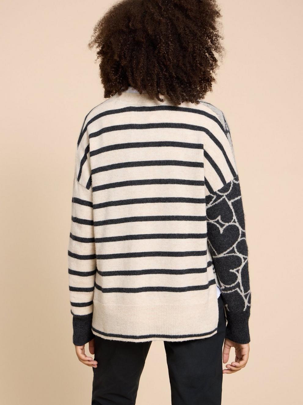 HARRIET HEART CARDIGAN in NAT MLT - MODEL BACK