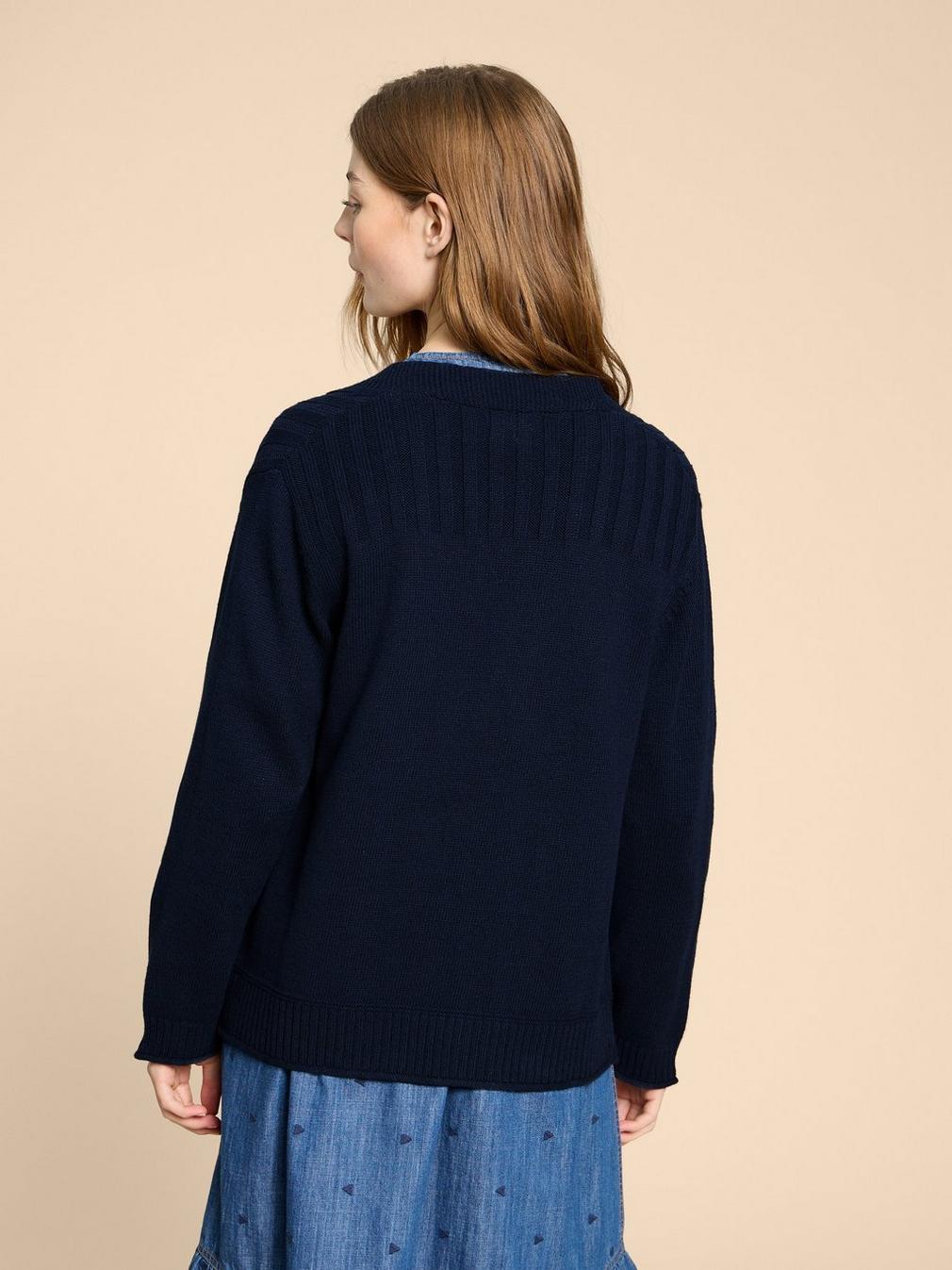 TULA CARDI in FR NAVY - MODEL BACK