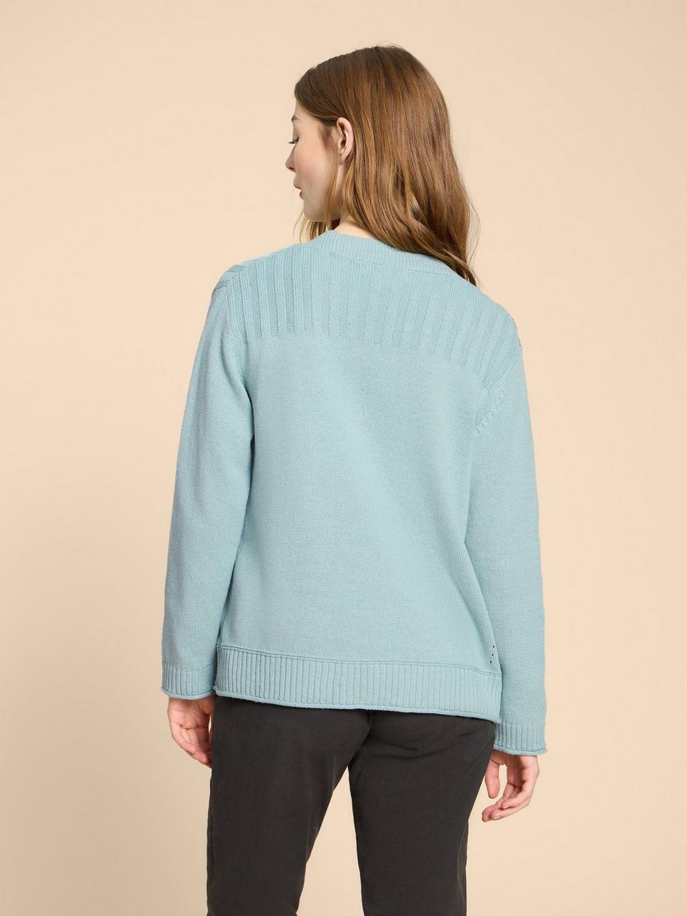 TULA CARDI in LGT TEAL - MODEL BACK