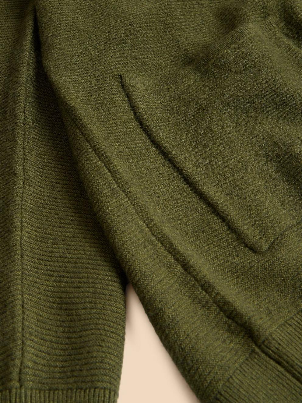 CARLA CARDIGAN in MID GREEN - FLAT DETAIL