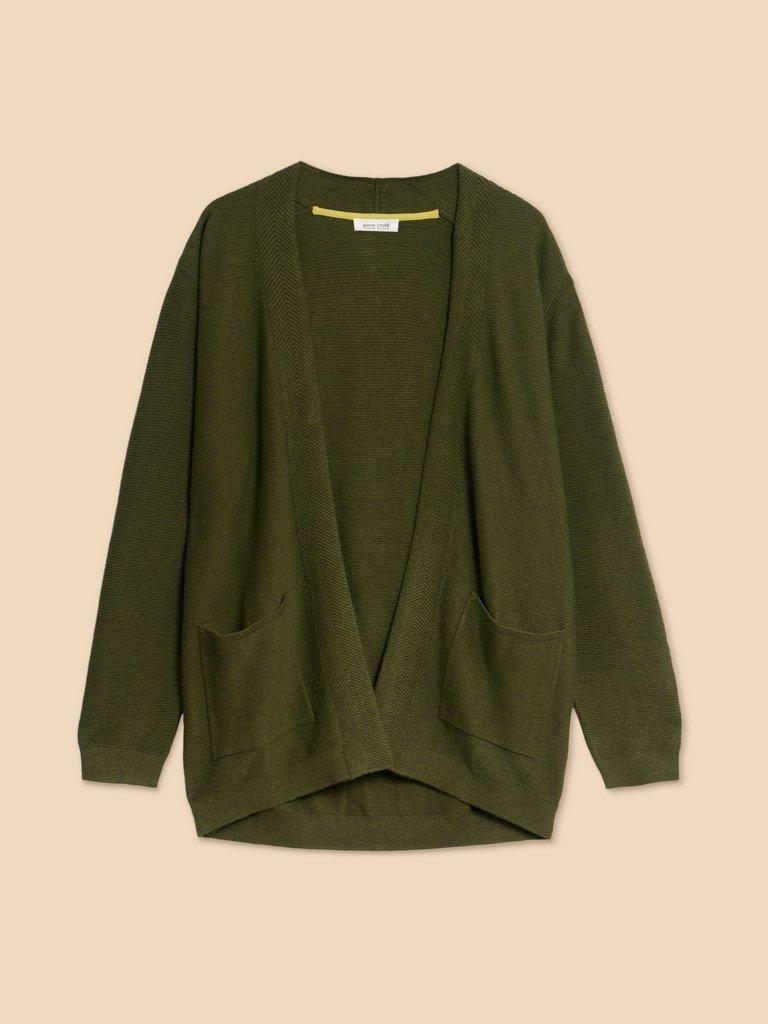 CARLA CARDIGAN in MID GREEN - FLAT FRONT