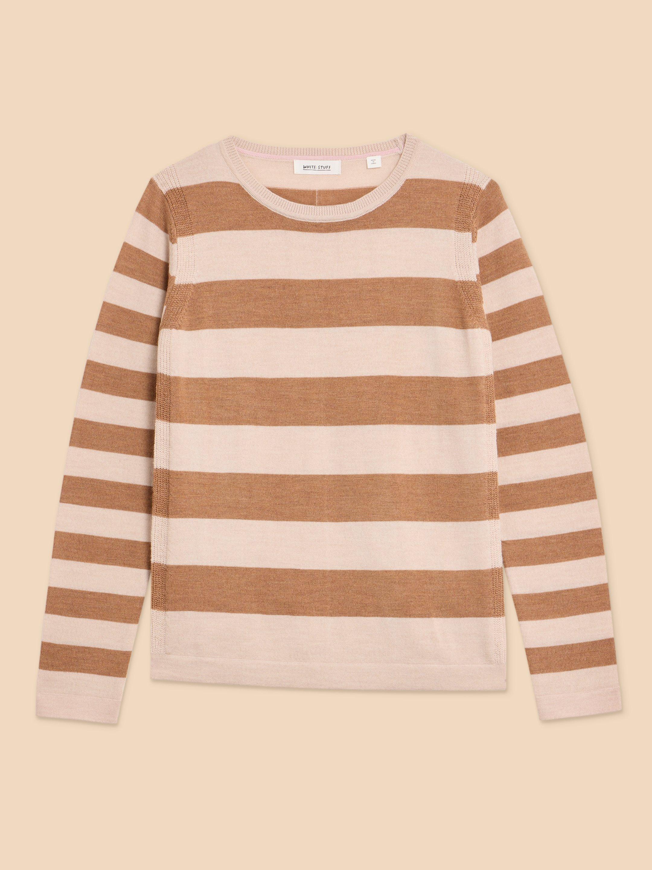 MERINO WOOL JUMPER in NAT MLT - FLAT FRONT