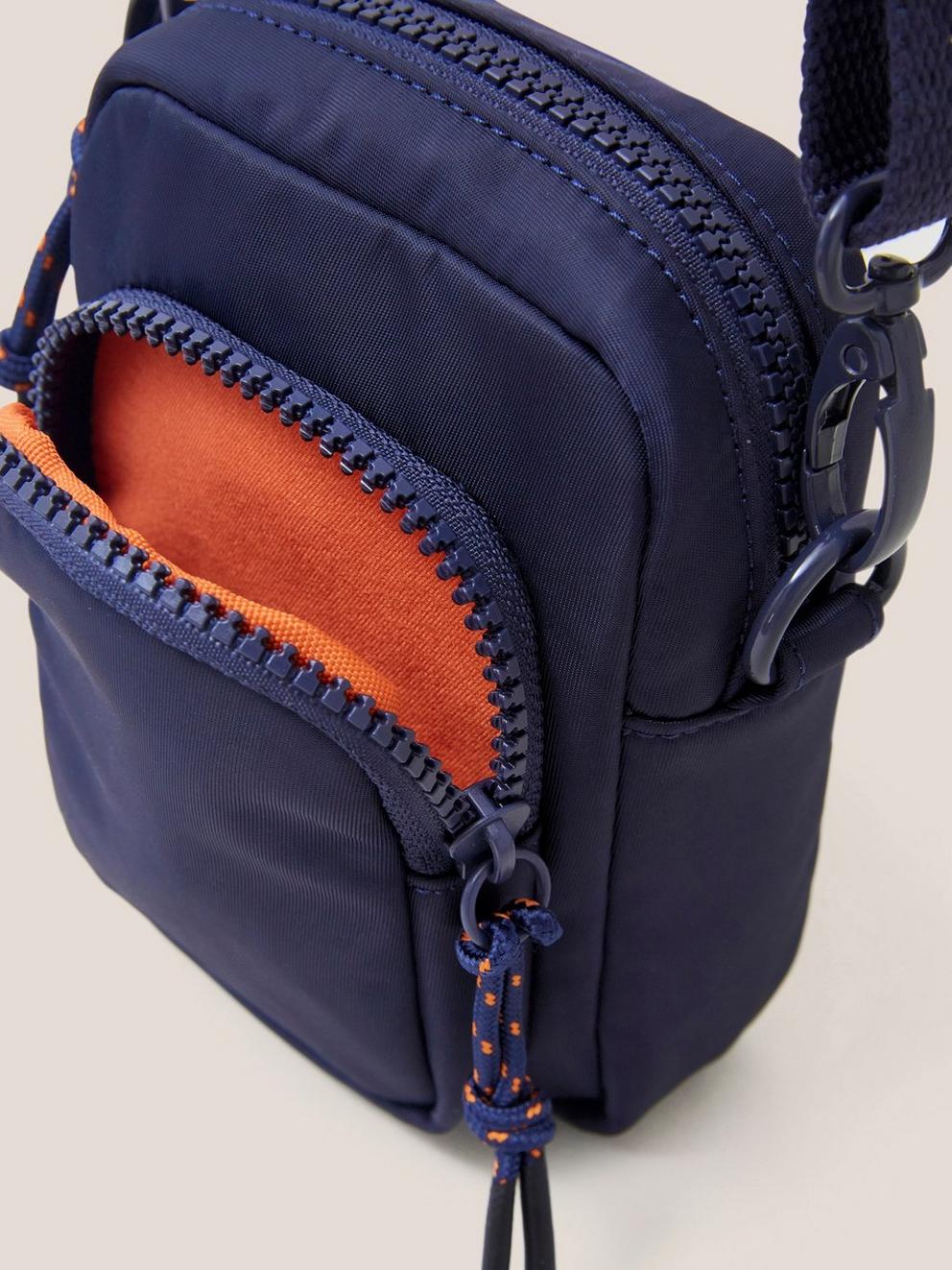 Nylon Crossbody Phone Bag in DARK NAVY - FLAT DETAIL