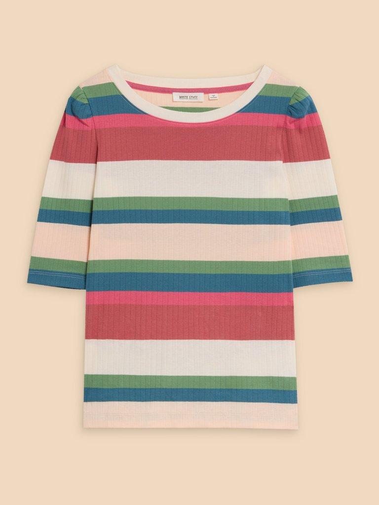 PUFF SLEEVE TEE in PINK MLT - FLAT FRONT