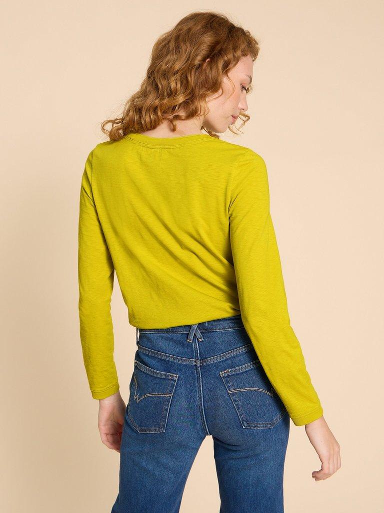 CLARA LS TEE in DP YELLOW - MODEL BACK