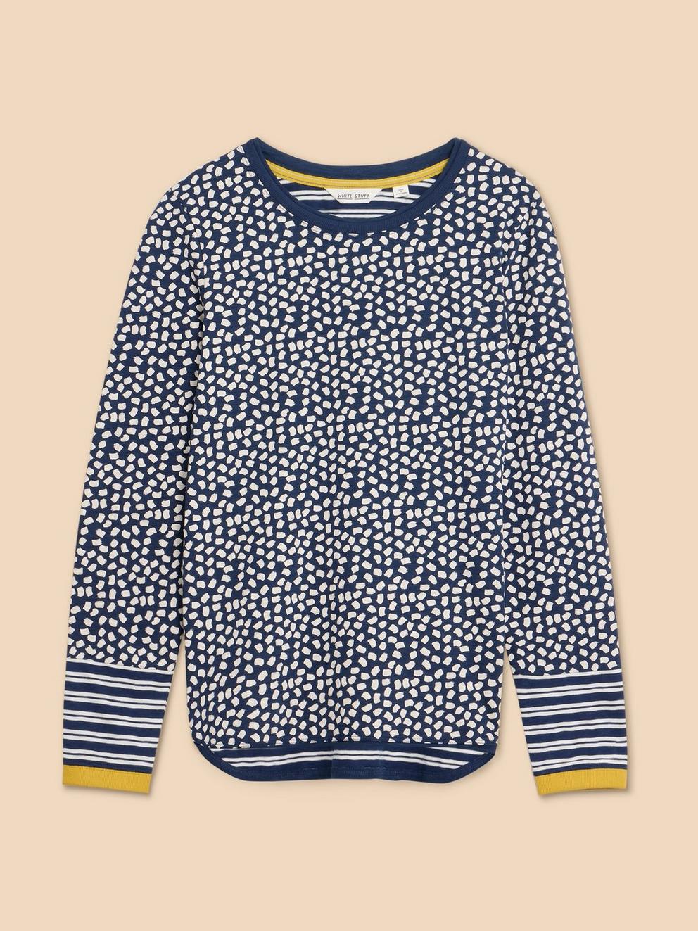 CLARA LS TEE in NAVY PR - FLAT FRONT