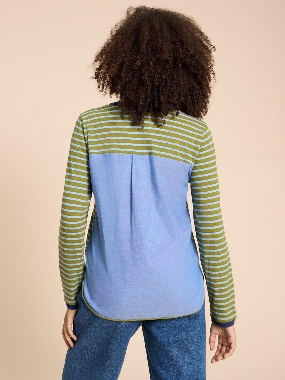 CLARA LS MIX TEE in GREEN MLT - MODEL BACK