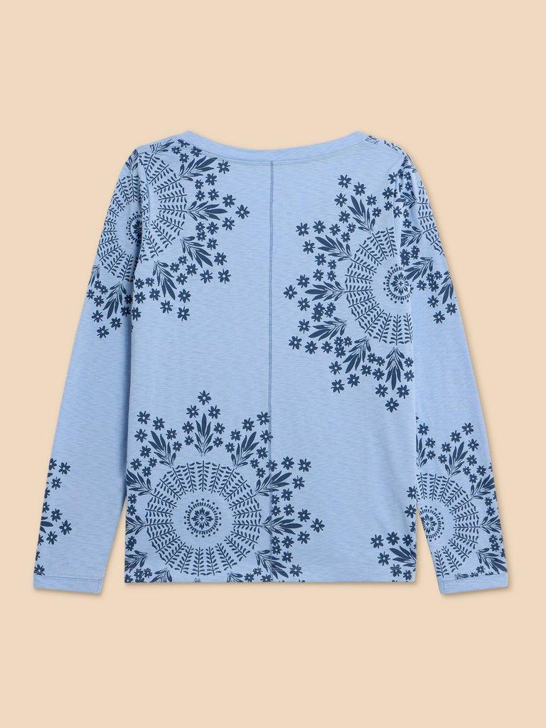NELLY LS PRINTED TEE in BLUE MLT - FLAT BACK