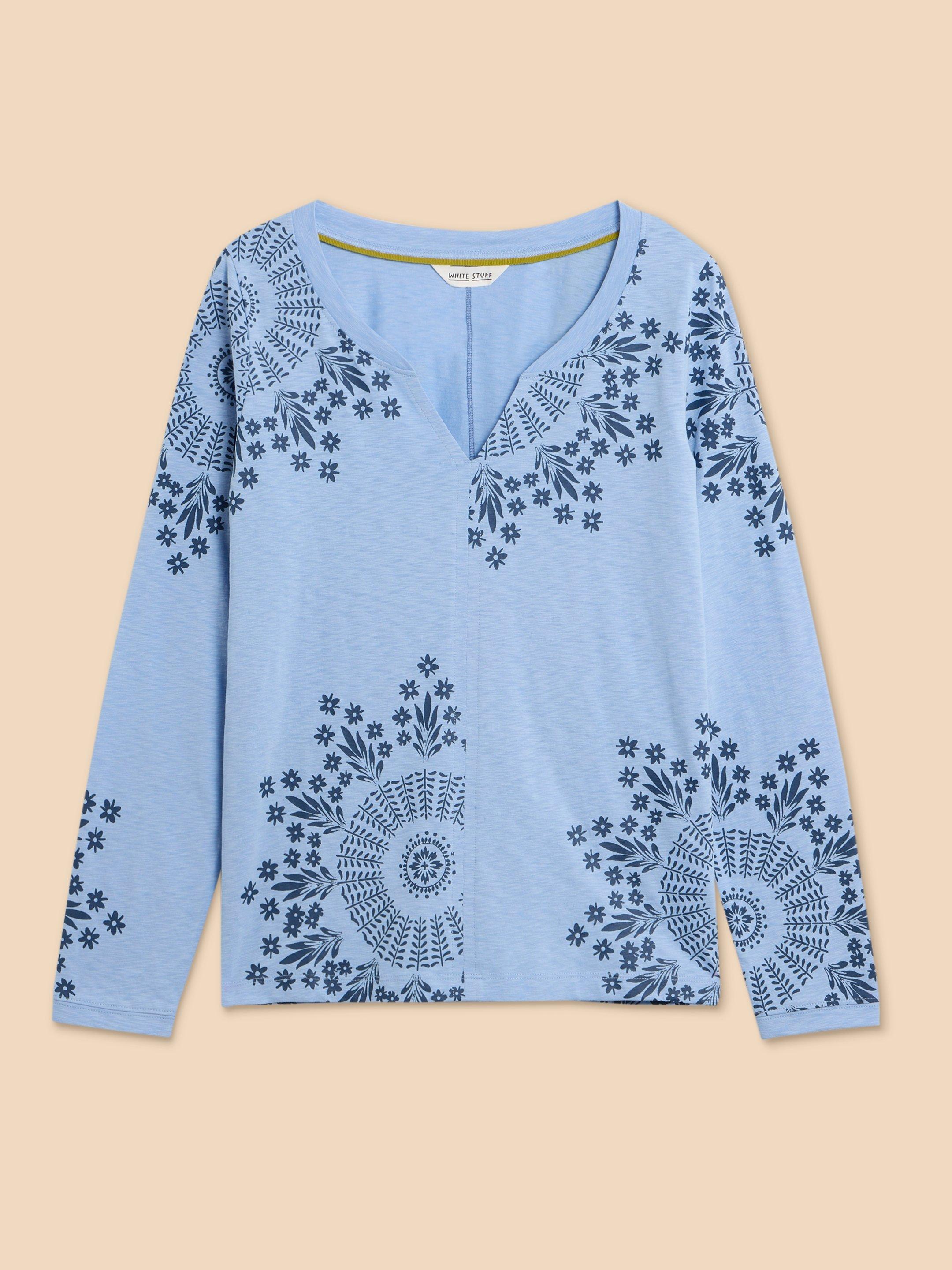 NELLY LS PRINTED TEE in BLUE MLT - FLAT FRONT