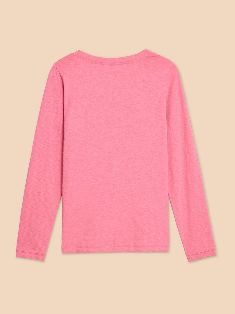 NELLY LS PRINTED TEE in MID PINK - FLAT BACK