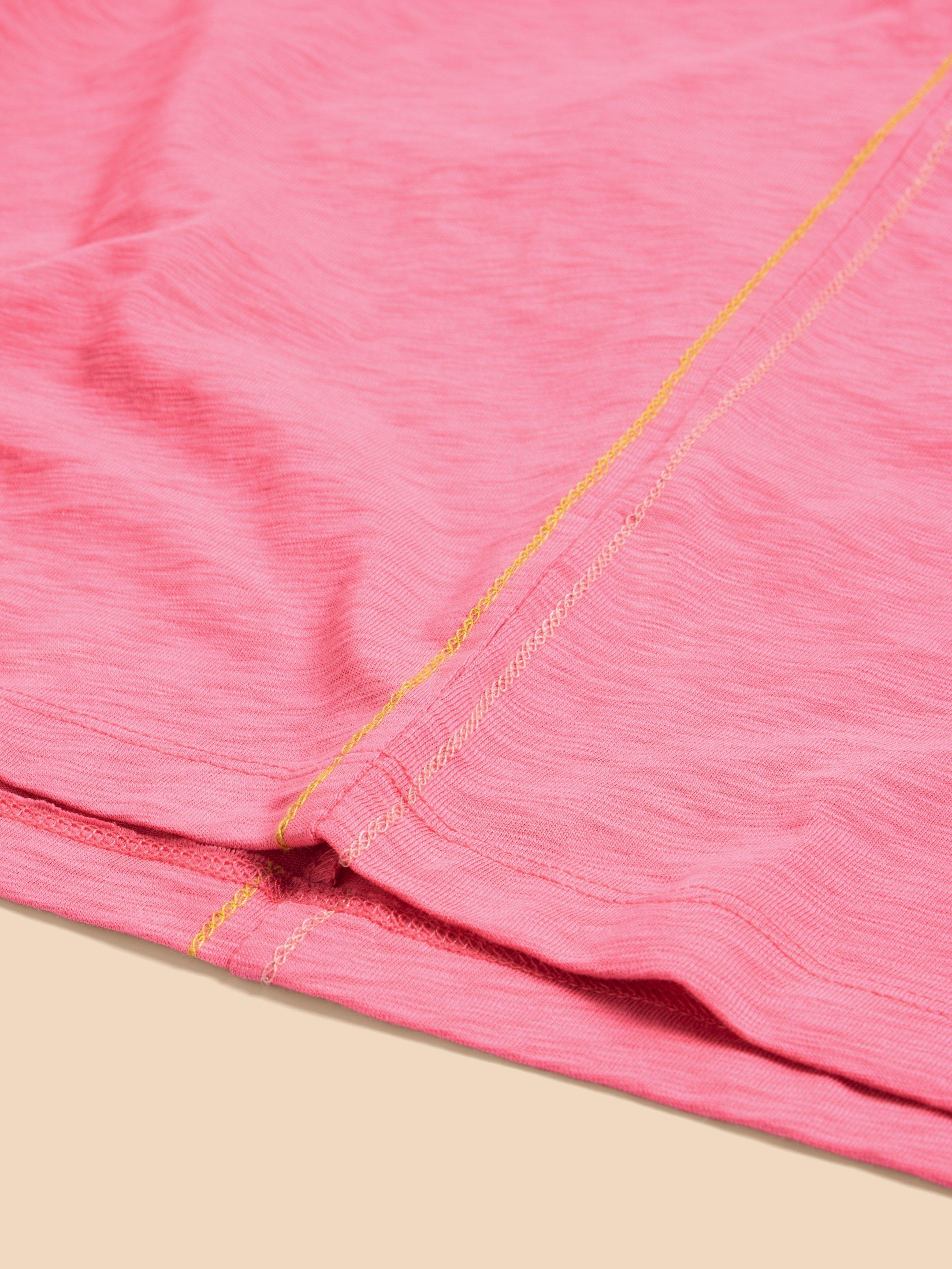 NELLY LS PRINTED TEE in MID PINK - FLAT DETAIL