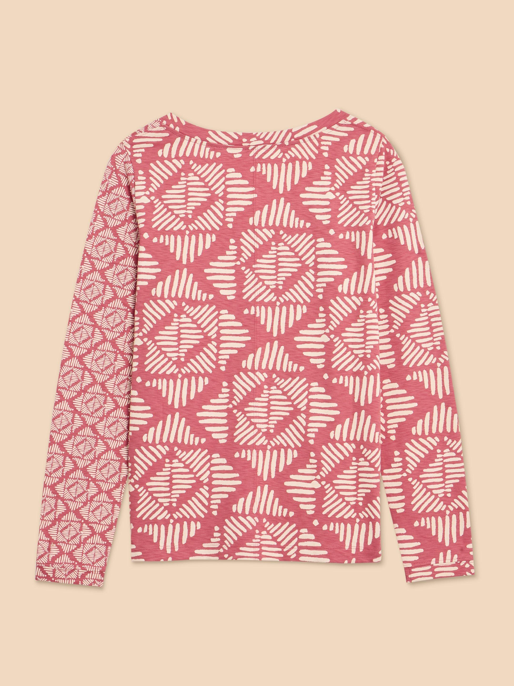 NELLY LS PRINTED TEE in PINK PR - FLAT BACK