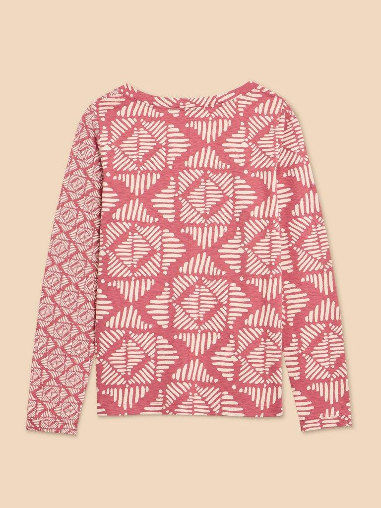 NELLY LS PRINTED TEE in PINK PR - FLAT BACK