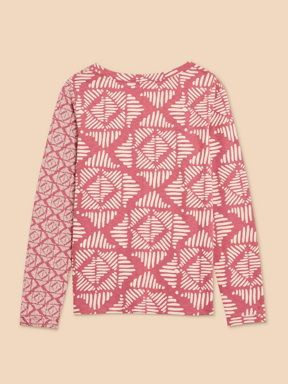 NELLY LS PRINTED TEE in PINK PR - FLAT BACK