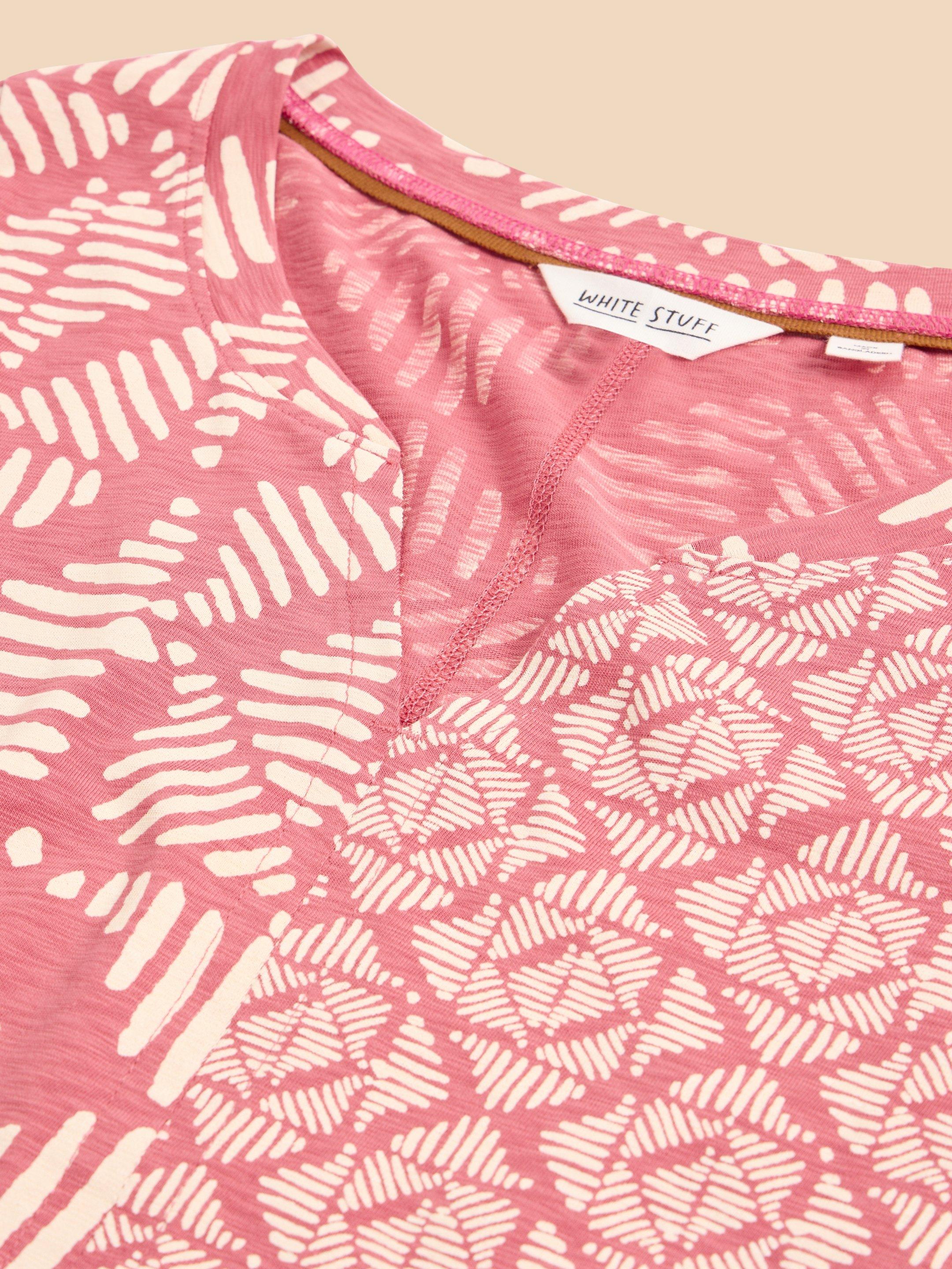 NELLY LS PRINTED TEE in PINK PR - FLAT DETAIL