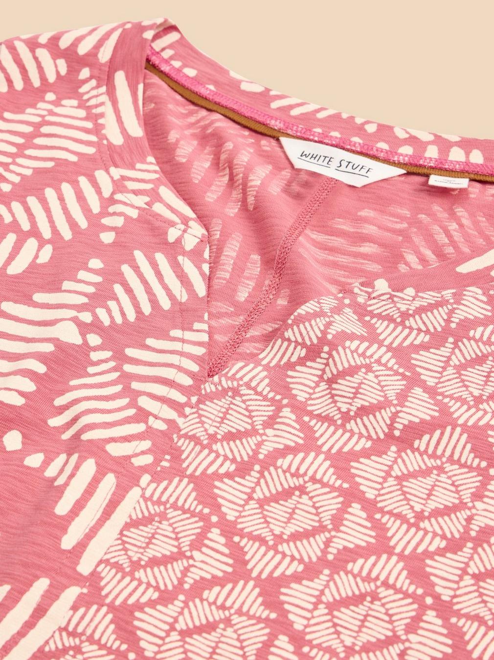 NELLY LS PRINTED TEE in PINK PR - FLAT DETAIL