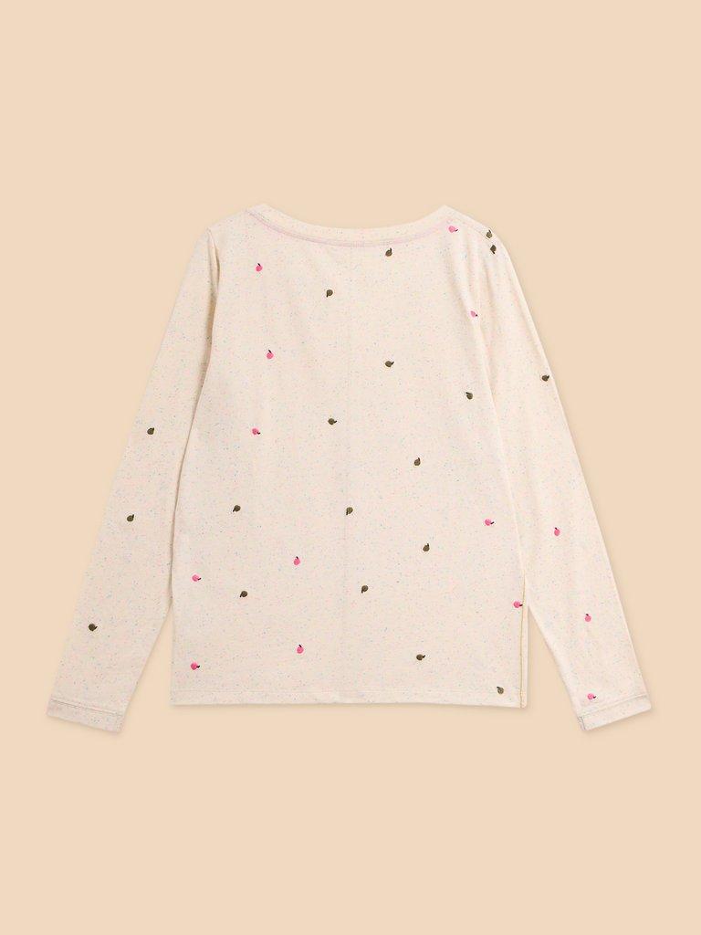 NELLY LS EMBROIDERED TEE in NAT MLT - FLAT BACK