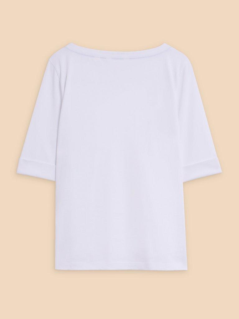 SYDNEY BOAT NECK TEE in BRIL WHITE - FLAT BACK