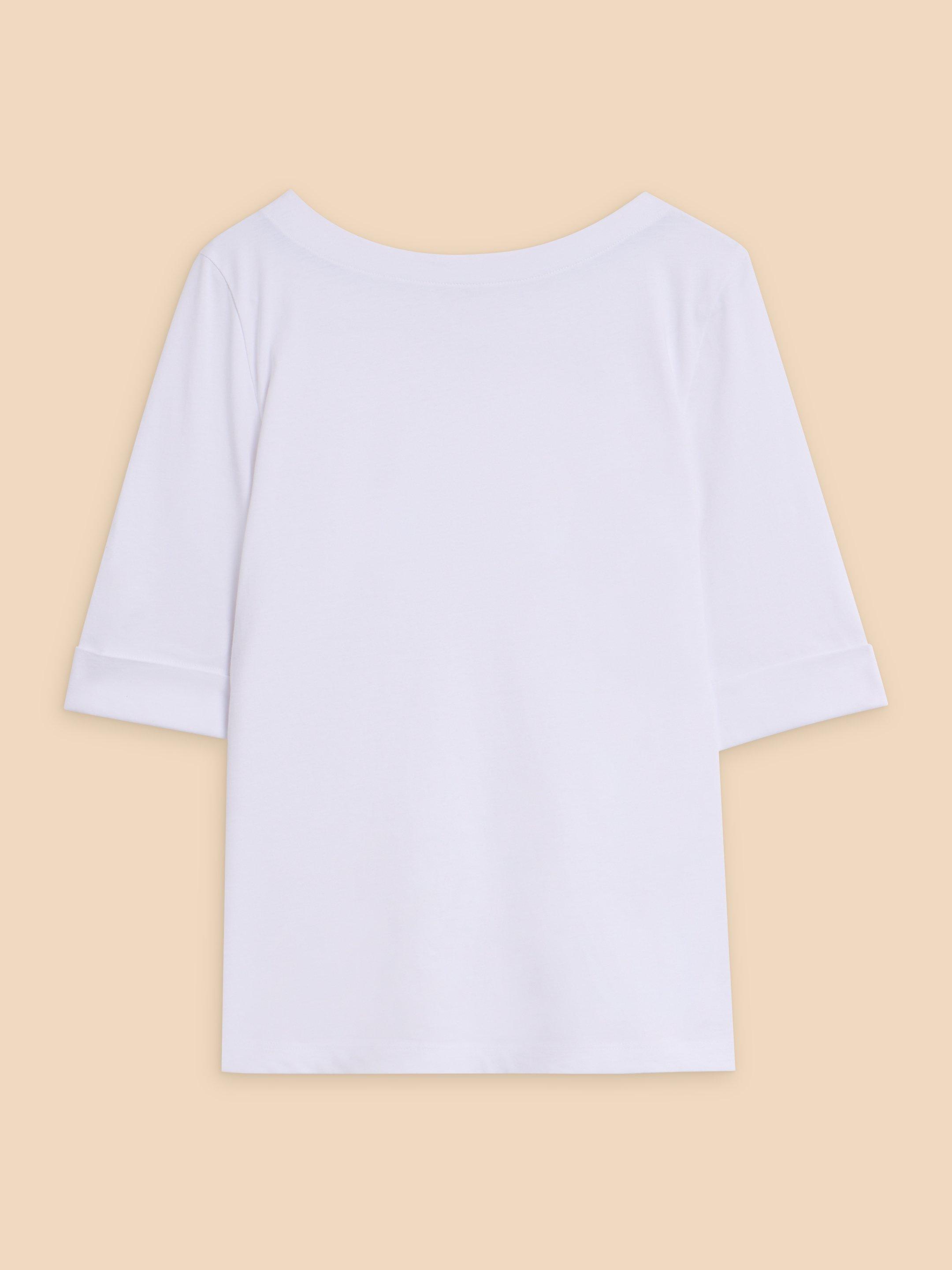 SYDNEY BOAT NECK TEE in BRIL WHITE - FLAT FRONT