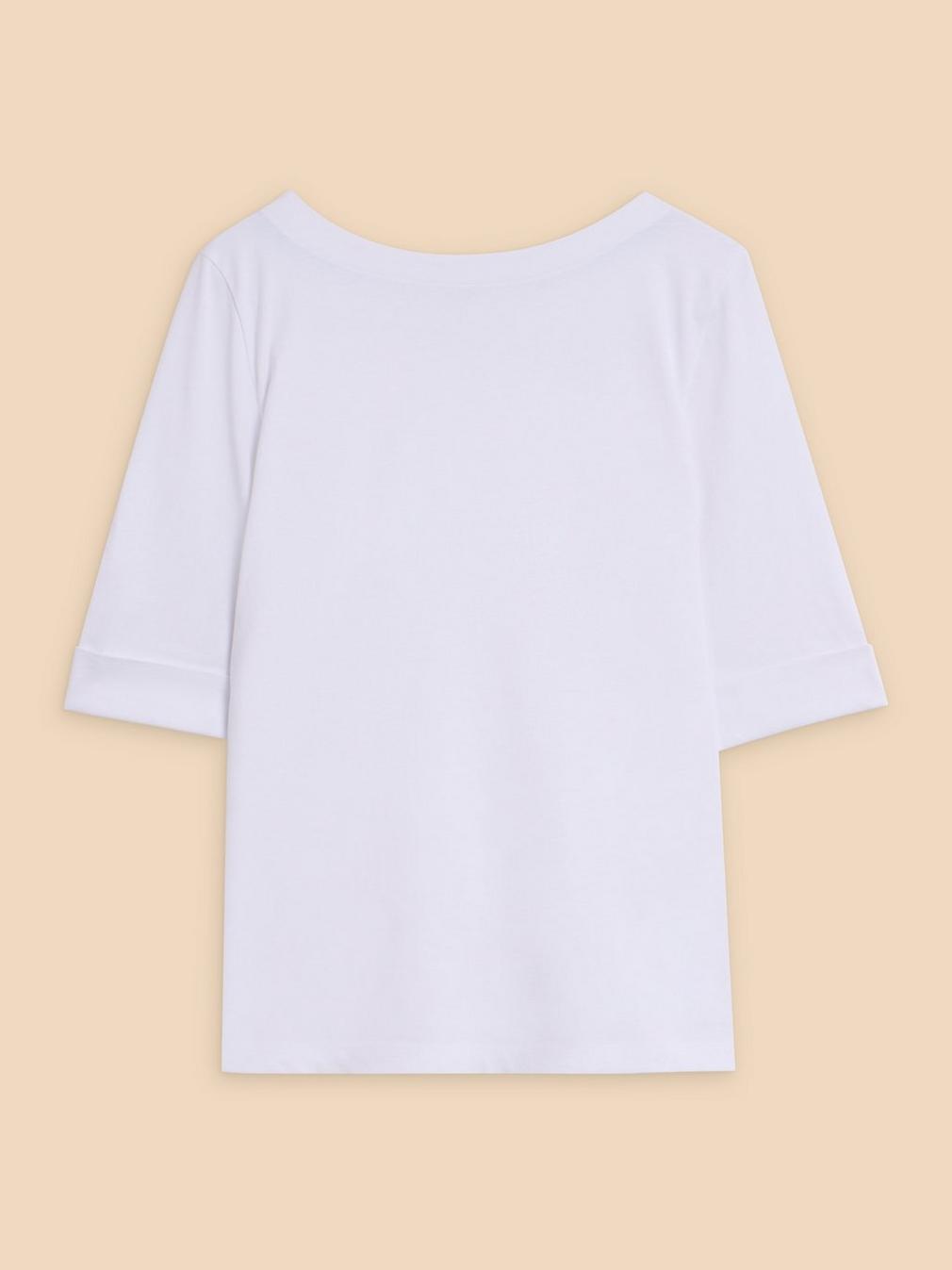 SYDNEY BOAT NECK TEE in BRIL WHITE - FLAT FRONT