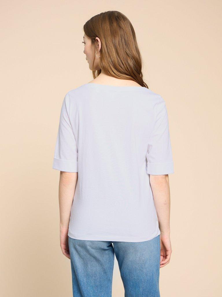 SYDNEY BOAT NECK TEE in BRIL WHITE - MODEL BACK