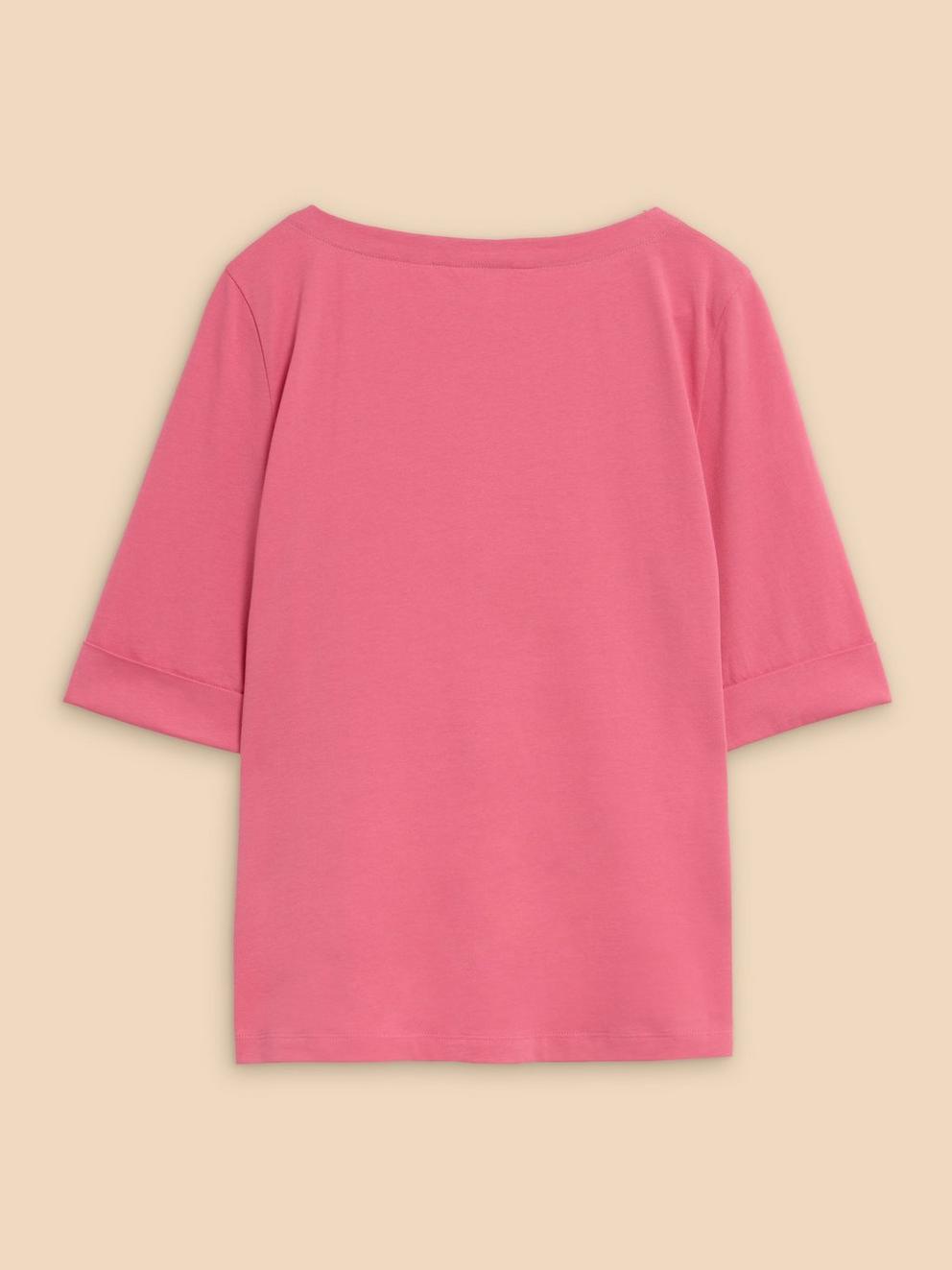 SYDNEY BOAT NECK TEE in BRT PINK - FLAT BACK