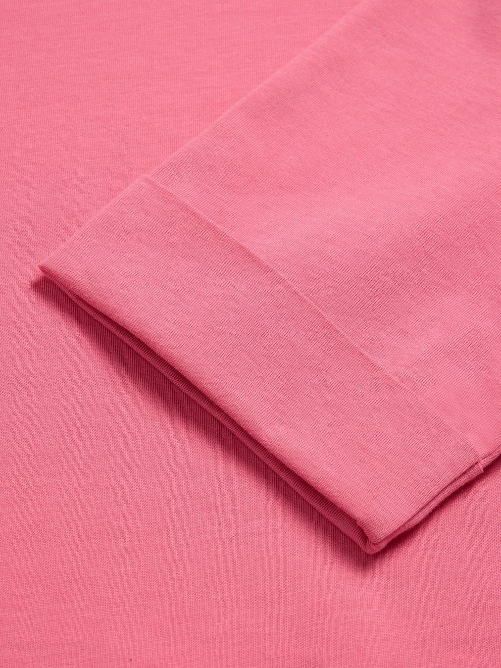 SYDNEY BOAT NECK TEE in BRT PINK - FLAT DETAIL