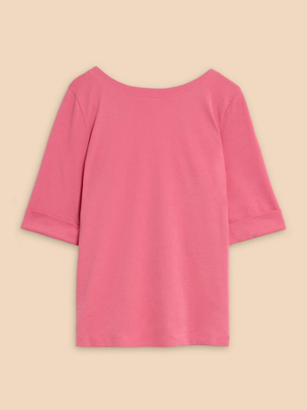 SYDNEY BOAT NECK TEE in BRT PINK - FLAT FRONT