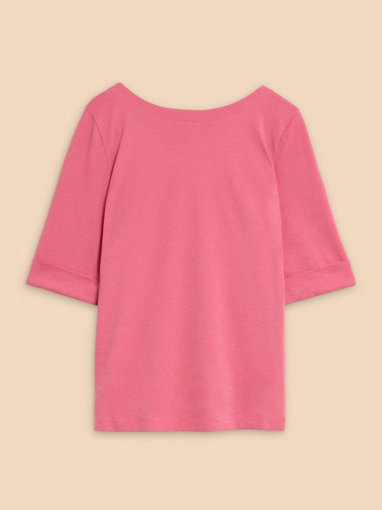 SYDNEY BOAT NECK TEE in BRT PINK - FLAT FRONT