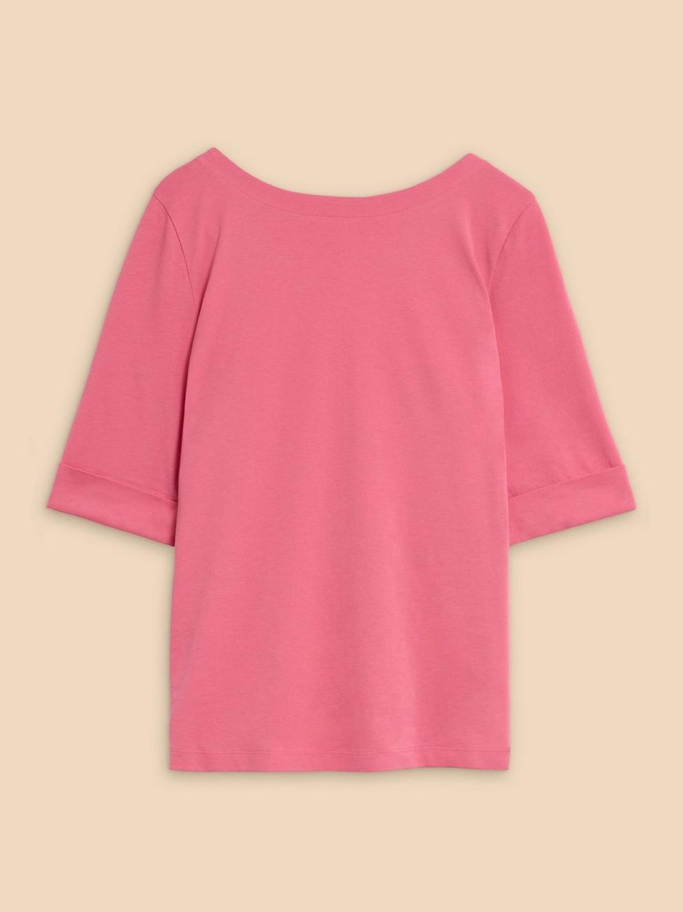 SYDNEY BOAT NECK TEE in BRT PINK - FLAT FRONT