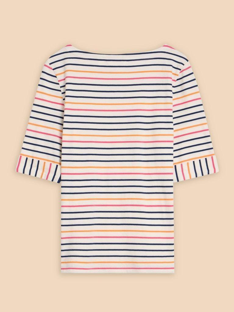 SYDNEY BOAT NECK TEE in IVORY MLT - FLAT BACK