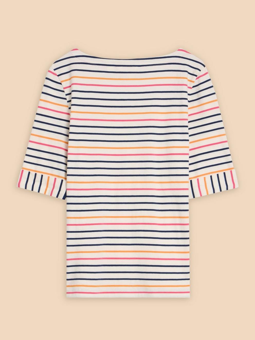 SYDNEY BOAT NECK TEE in IVORY MLT - FLAT BACK