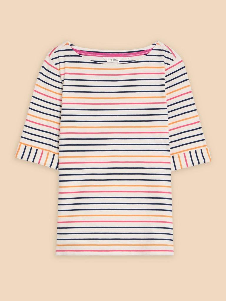 SYDNEY BOAT NECK TEE in IVORY MLT - FLAT FRONT