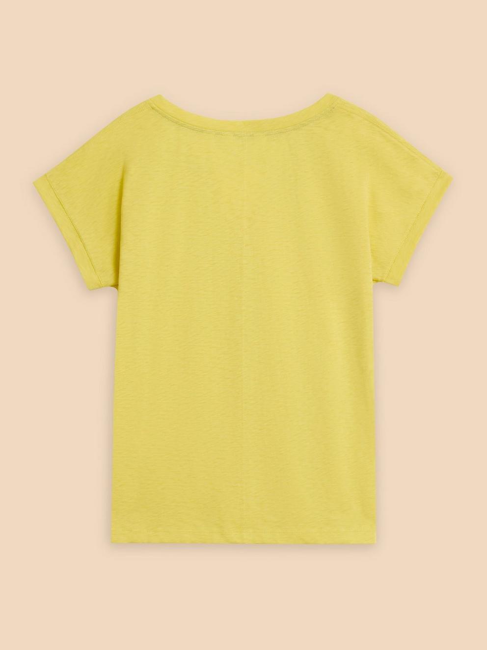 NELLY NOTCH NECK COTTON TEE in BRT YELLOW - FLAT BACK