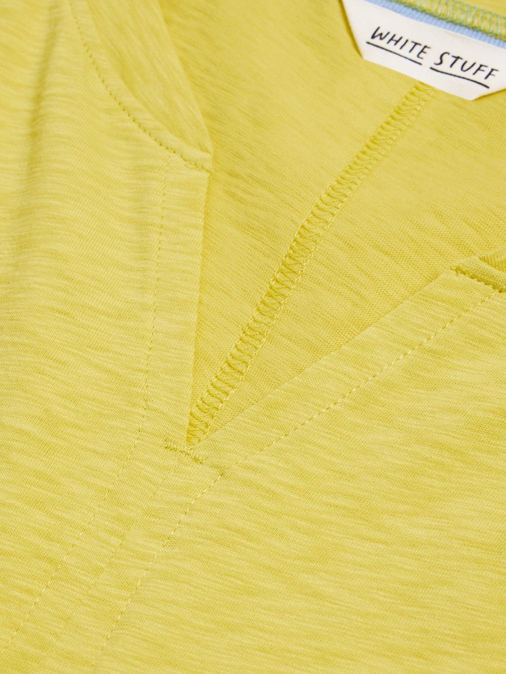 NELLY NOTCH NECK COTTON TEE in BRT YELLOW - FLAT DETAIL