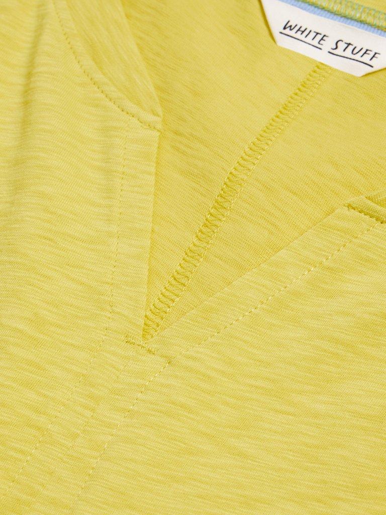 NELLY NOTCH NECK COTTON TEE in BRT YELLOW - FLAT DETAIL