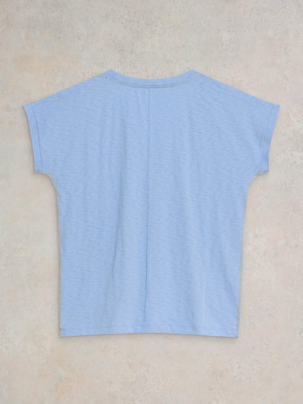 NELLY NOTCH NECK COTTON TEE in LGT BLUE - FLAT BACK