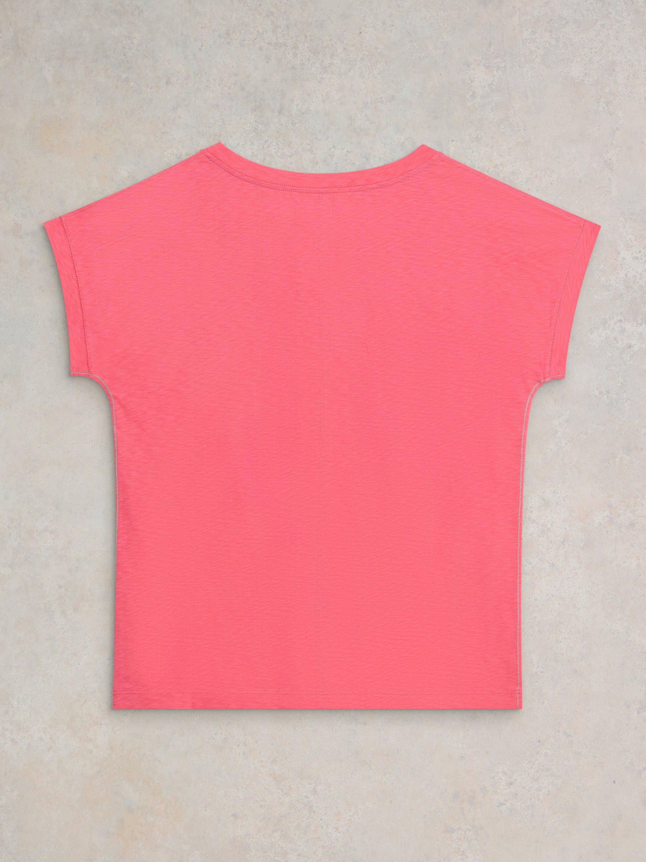 NELLY NOTCH NECK COTTON TEE in LGT PINK - FLAT BACK