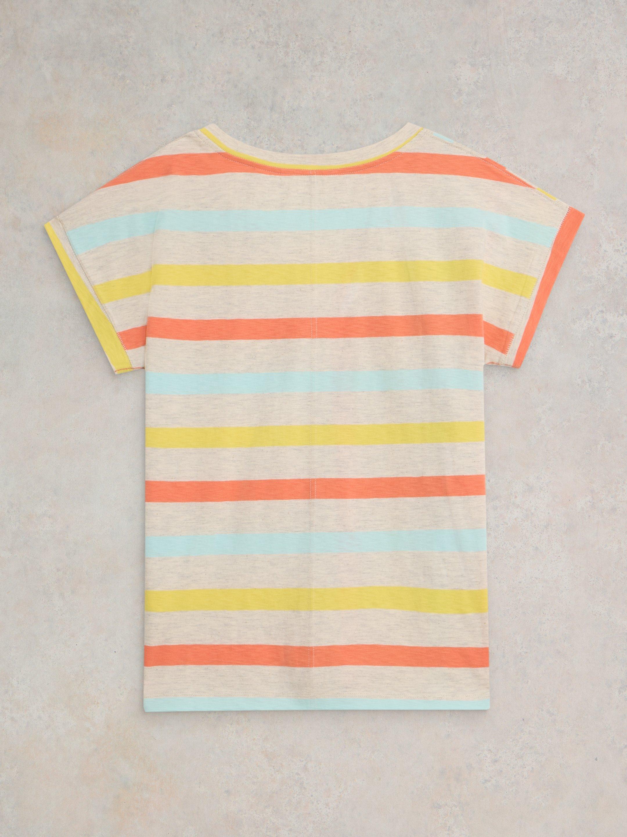 NELLY NOTCH NECK COTTON TEE in NAT MLT - FLAT BACK
