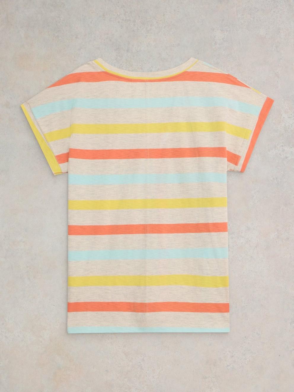 NELLY NOTCH NECK COTTON TEE in NAT MLT - FLAT BACK