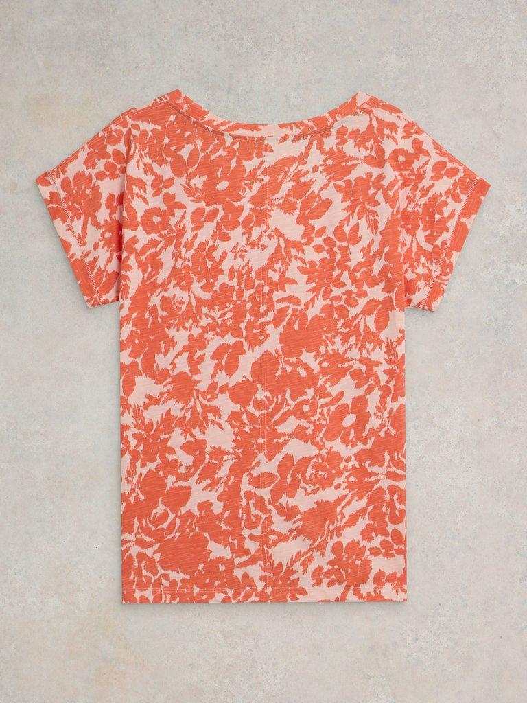 NELLY NOTCH NECK COTTON TEE in ORANGE PR - FLAT BACK