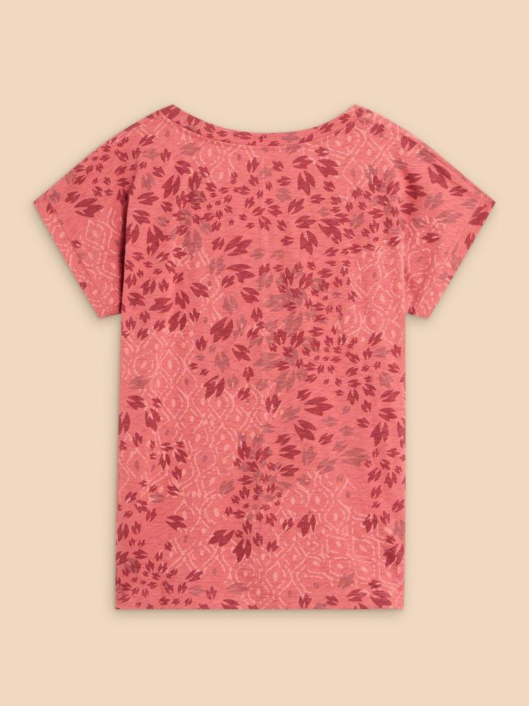 NELLY NOTCH NECK COTTON TEE in PINK PR - FLAT BACK