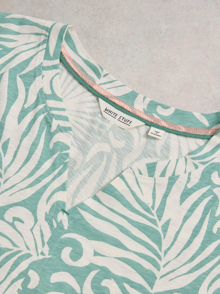 NELLY NOTCH NECK COTTON TEE in TEAL PR - FLAT DETAIL