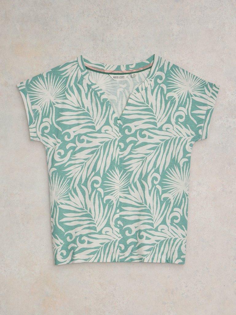 NELLY NOTCH NECK COTTON TEE in TEAL PR - FLAT FRONT