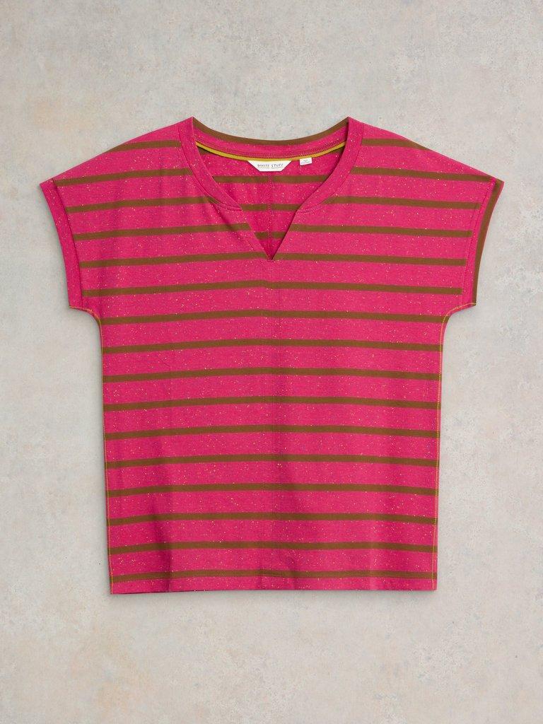 NELLY NOTCH NECK NEP TEE in PINK MLT - FLAT FRONT