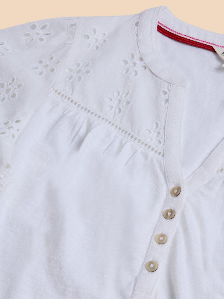 BELLA BRODERIE MIX TOP in BRIL WHITE - FLAT DETAIL