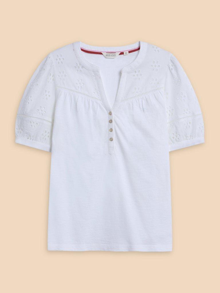BELLA BRODERIE MIX TOP in BRIL WHITE - FLAT FRONT
