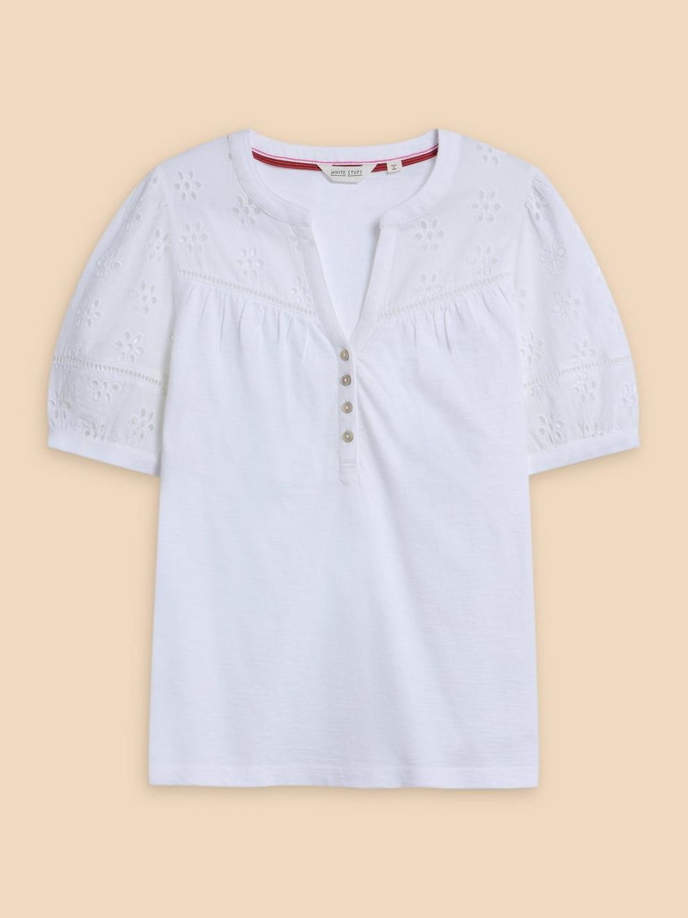 BELLA BRODERIE MIX TOP in BRIL WHITE - FLAT FRONT