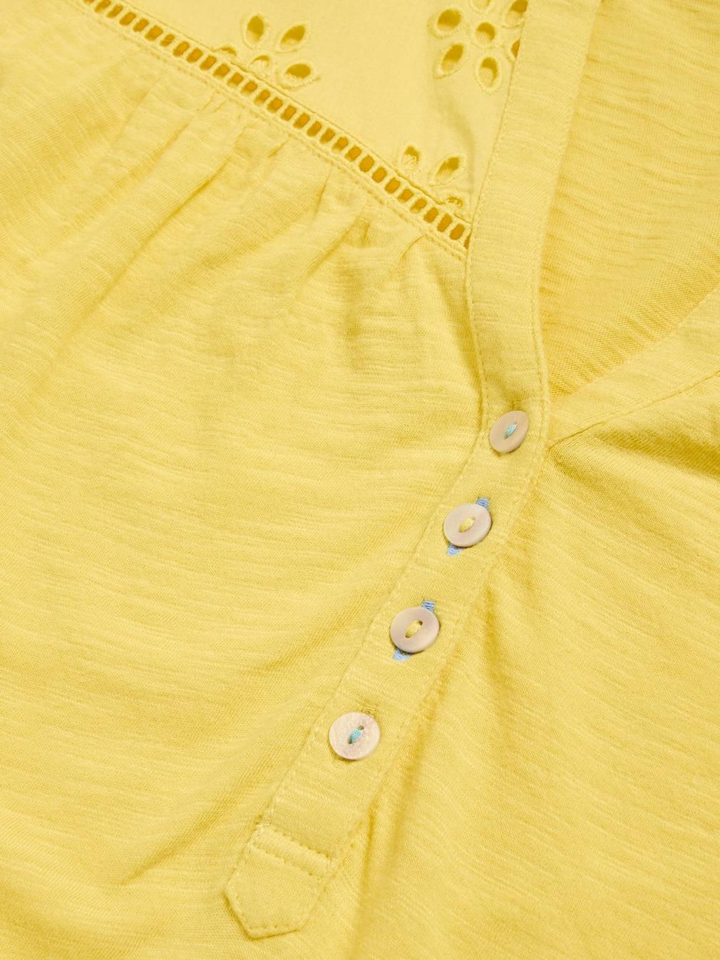 BELLA BRODERIE MIX TOP in BRT YELLOW - FLAT DETAIL