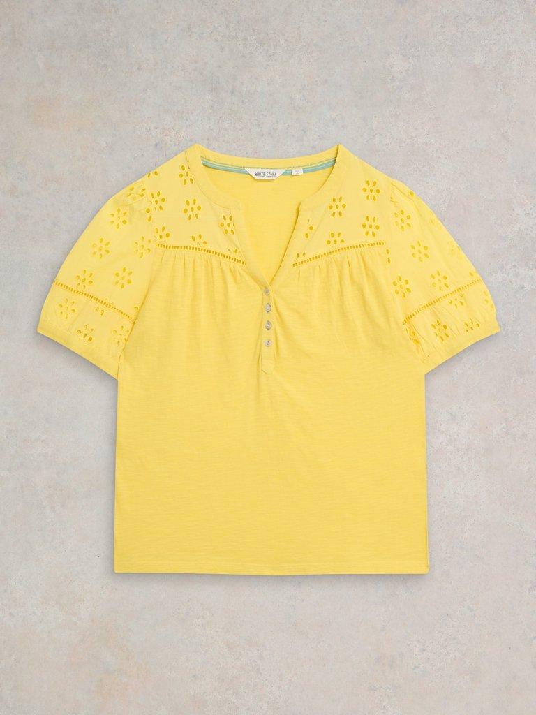 BELLA BRODERIE MIX TOP in BRT YELLOW - FLAT FRONT